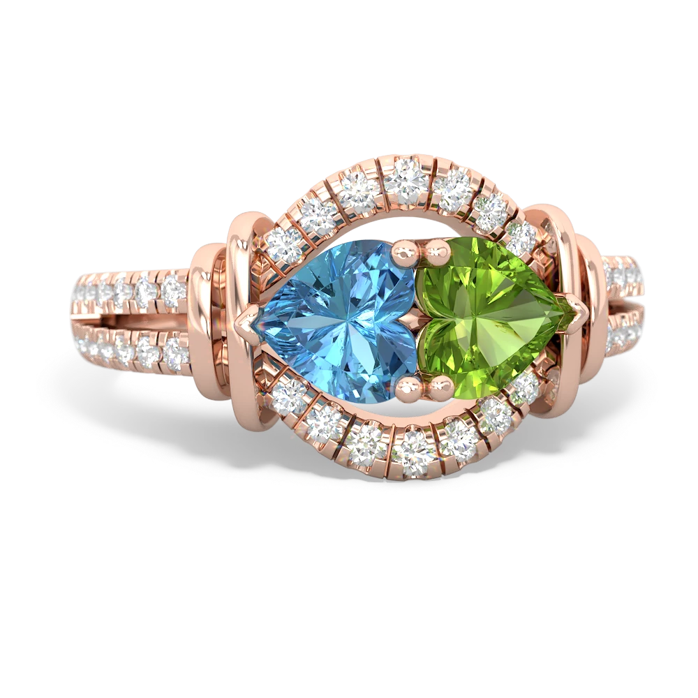 Blue Topaz Art-Deco Keepsake 14K Rose Gold ring R5630