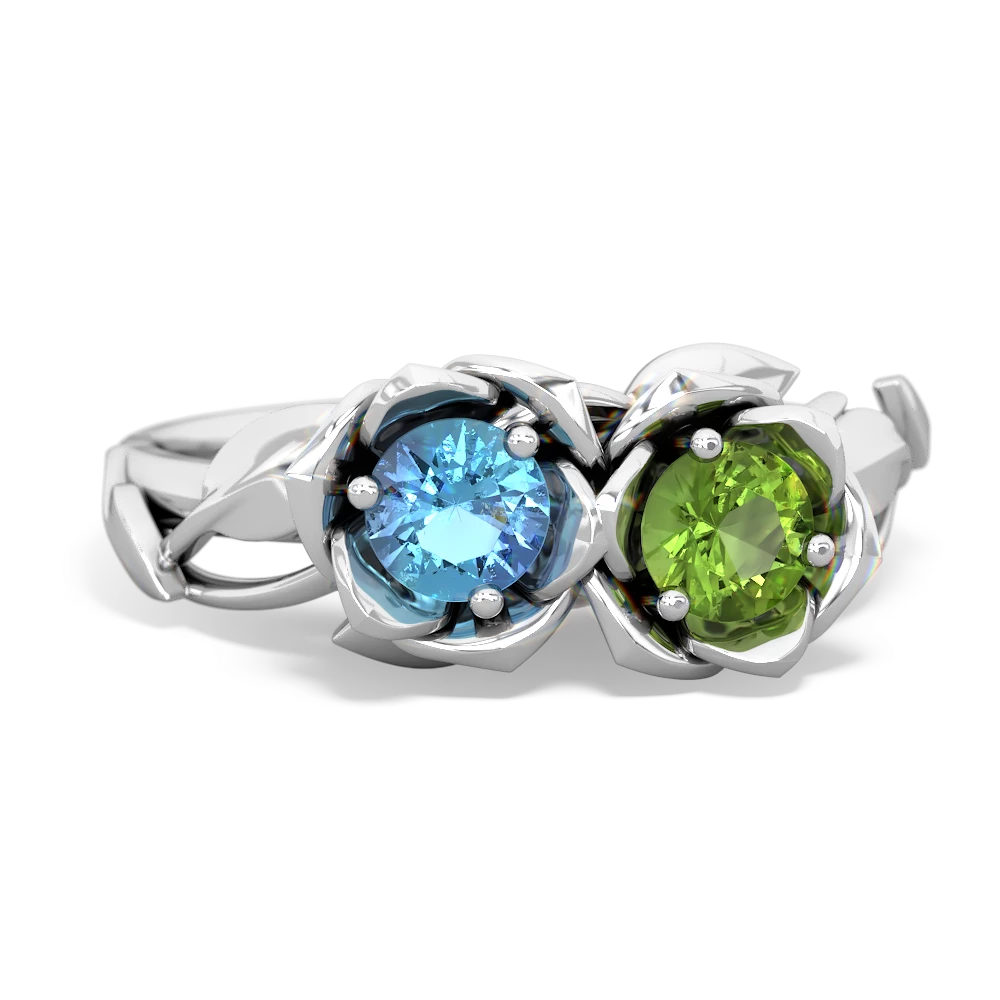 Blue Topaz Rose Garden 14K White Gold ring R5510