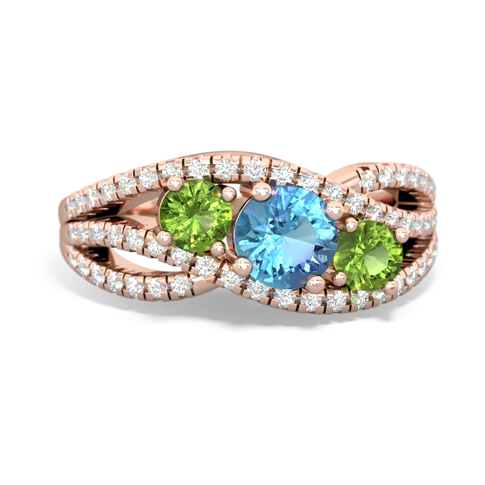 Blue Topaz Three Stone Aurora 14K Rose Gold ring R3080