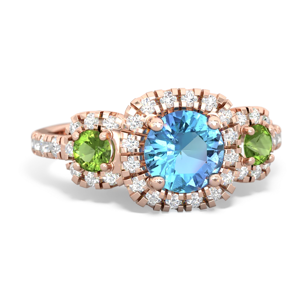 Blue Topaz Regal Halo 14K Rose Gold ring R5350