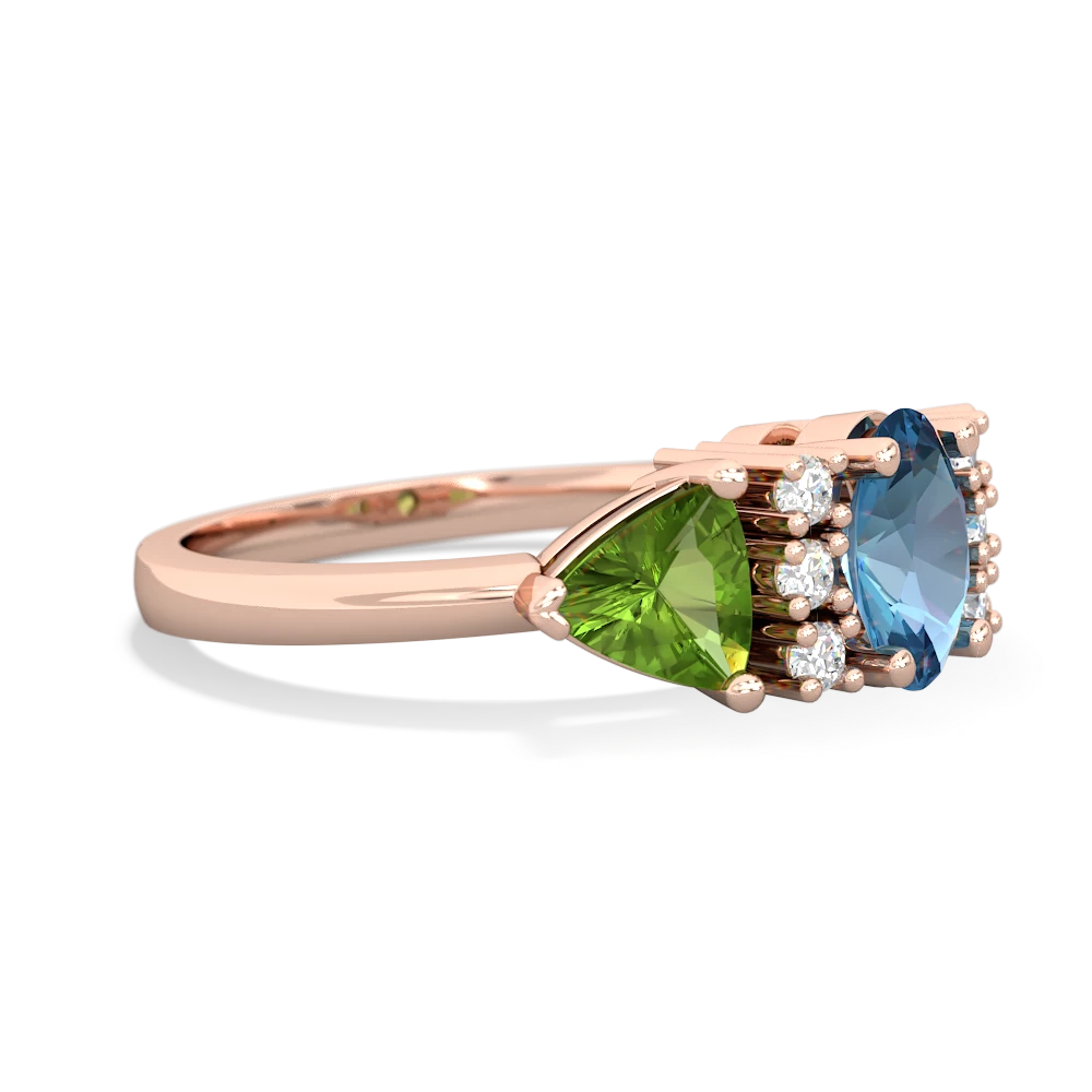 Blue Topaz Antique Style Three Stone 14K Rose Gold ring R2186