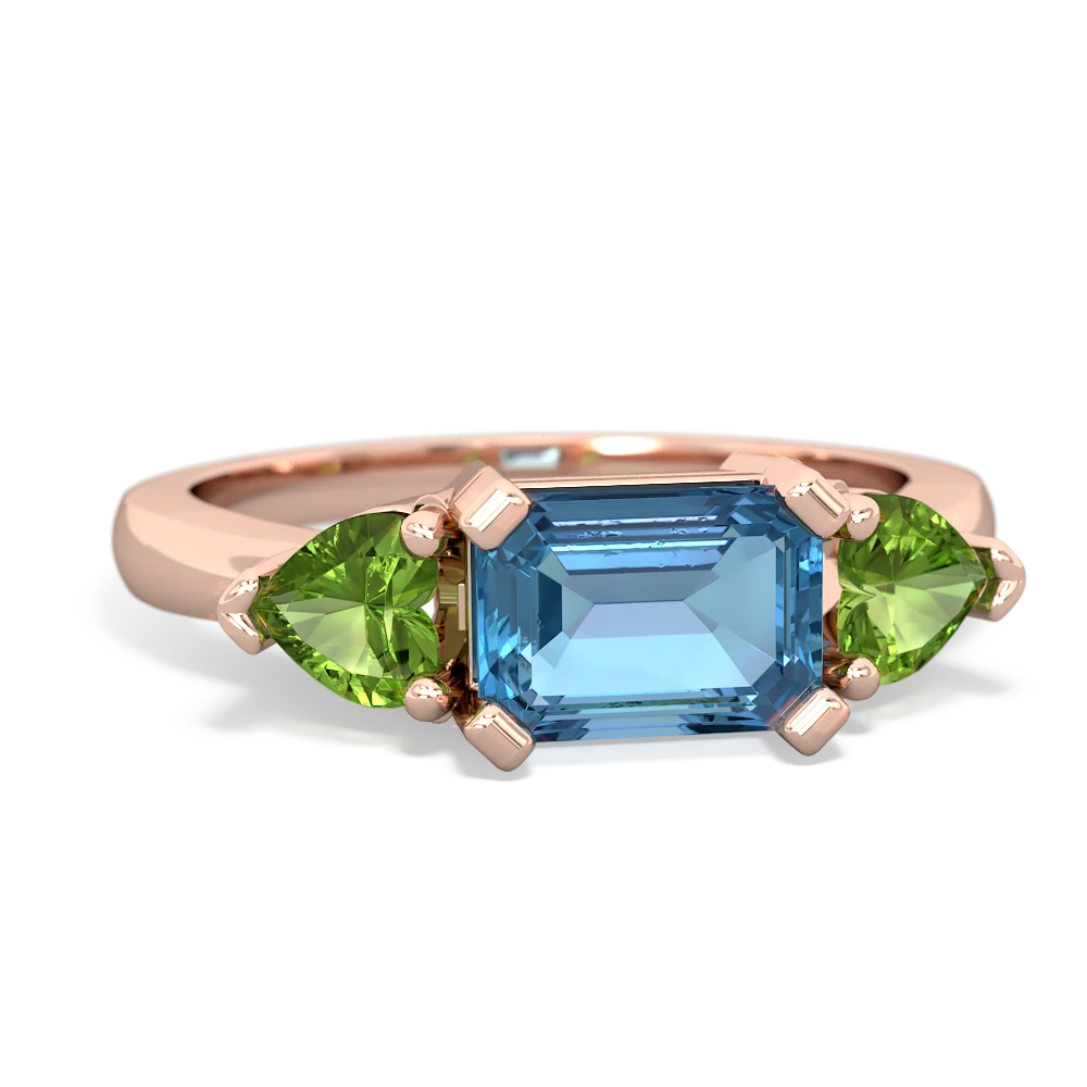 Blue Topaz Three Stone 14K Rose Gold ring R5235