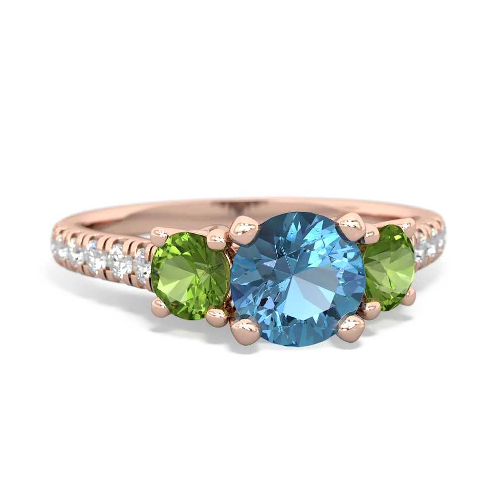 Blue Topaz Pave Trellis 14K Rose Gold ring R5500