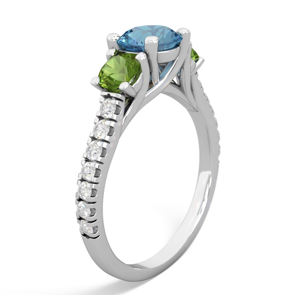 Blue Topaz Pave Trellis 14K White Gold ring R5500