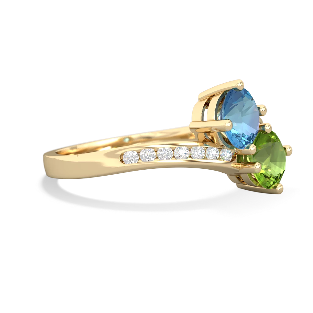 Blue Topaz Channel Set Two Stone 14K Yellow Gold ring R5303