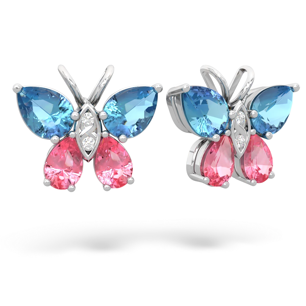 Blue Topaz Butterfly 14K White Gold earrings E2215
