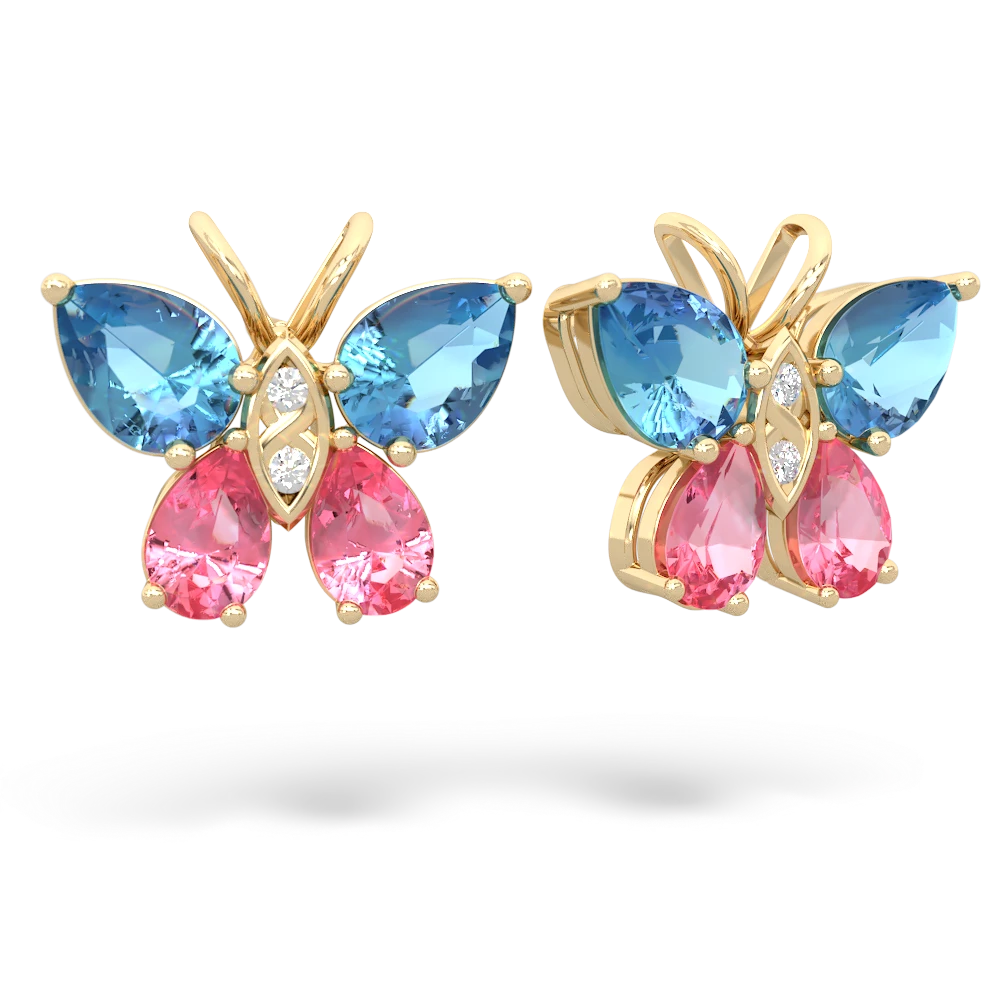 Blue Topaz Butterfly 14K Yellow Gold earrings E2215