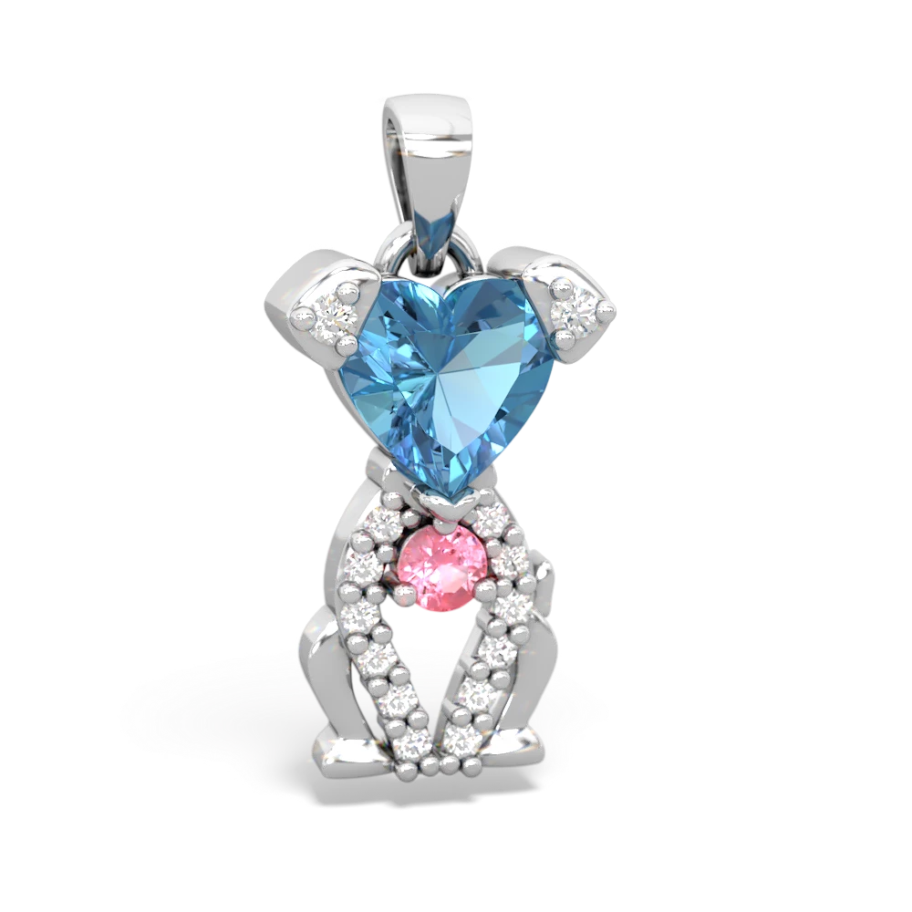 Blue Topaz Puppy Love 14K White Gold pendant P5800