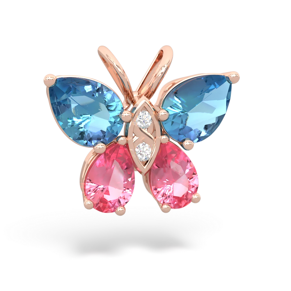 Blue Topaz Butterfly 14K Rose Gold pendant P2215