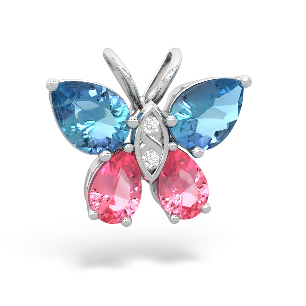 Blue Topaz Butterfly 14K White Gold pendant P2215