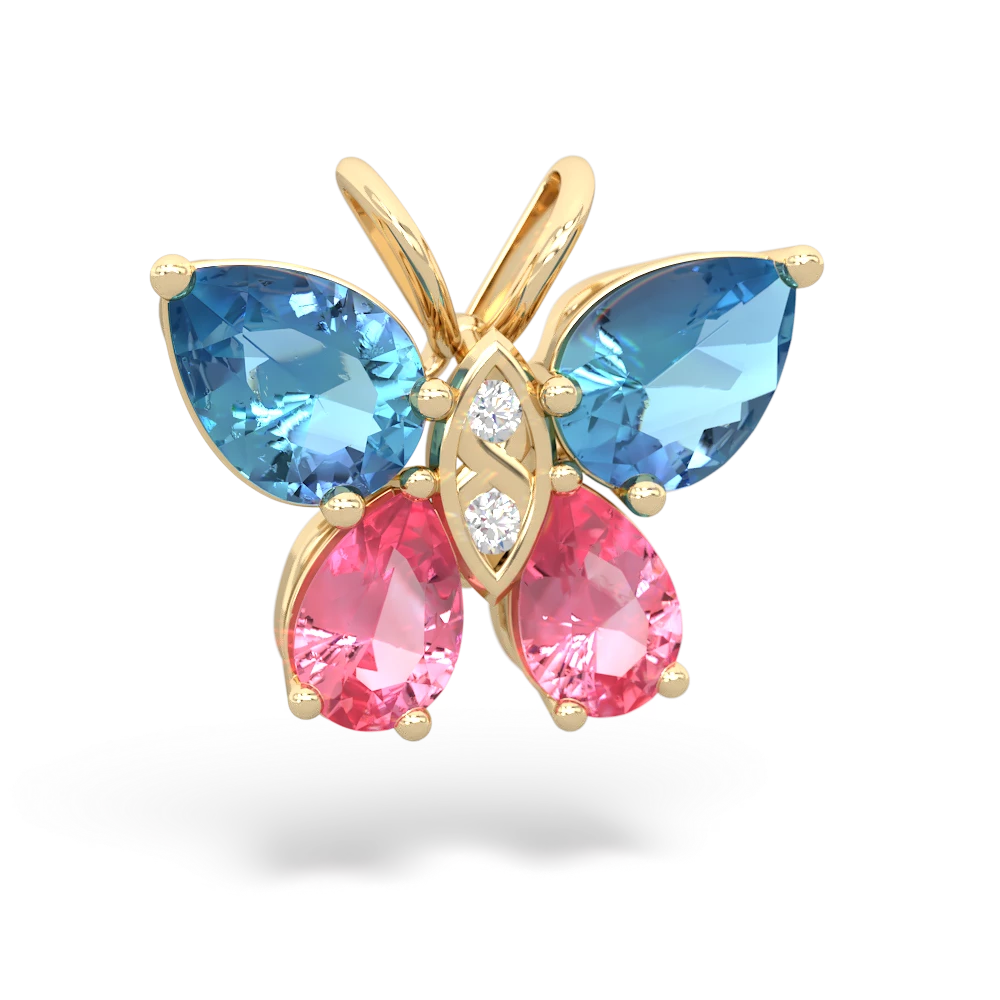 Blue Topaz Butterfly 14K Yellow Gold pendant P2215