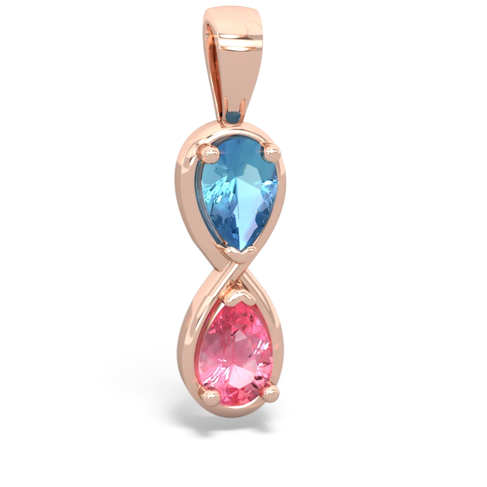 Blue Topaz Infinity 14K Rose Gold pendant P5050