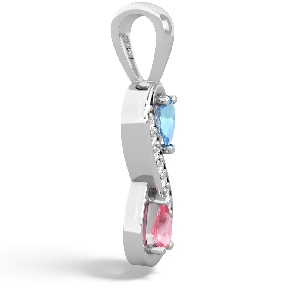Blue Topaz Diamond Infinity 14K White Gold pendant P5390