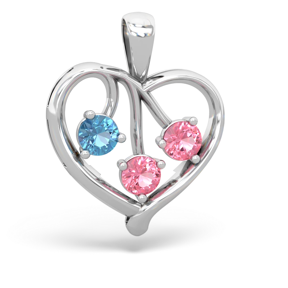 Blue Topaz Glowing Heart 14K White Gold pendant P2233