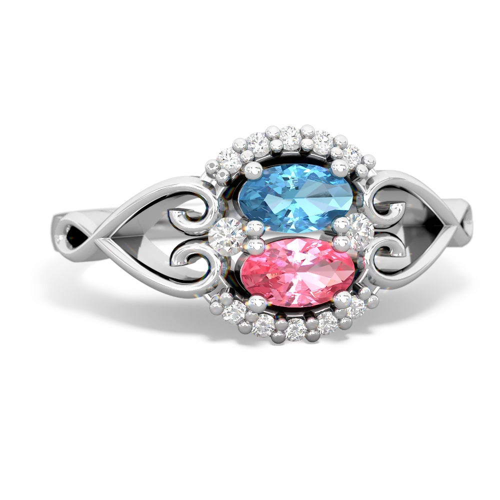 Blue Topaz Love Nest 14K White Gold ring R5860