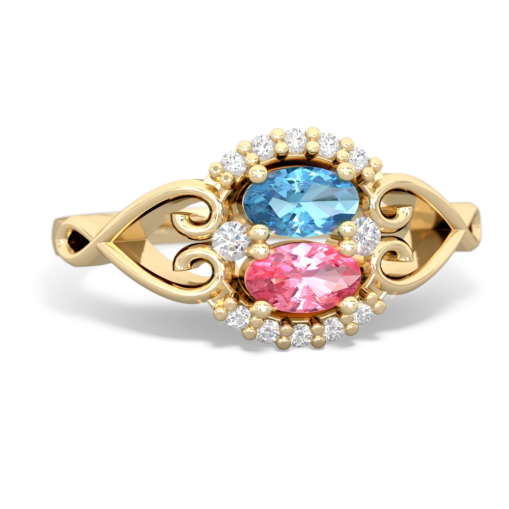 Blue Topaz Love Nest 14K Yellow Gold ring R5860