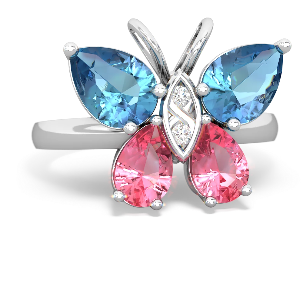 Blue Topaz Butterfly 14K White Gold ring R2215