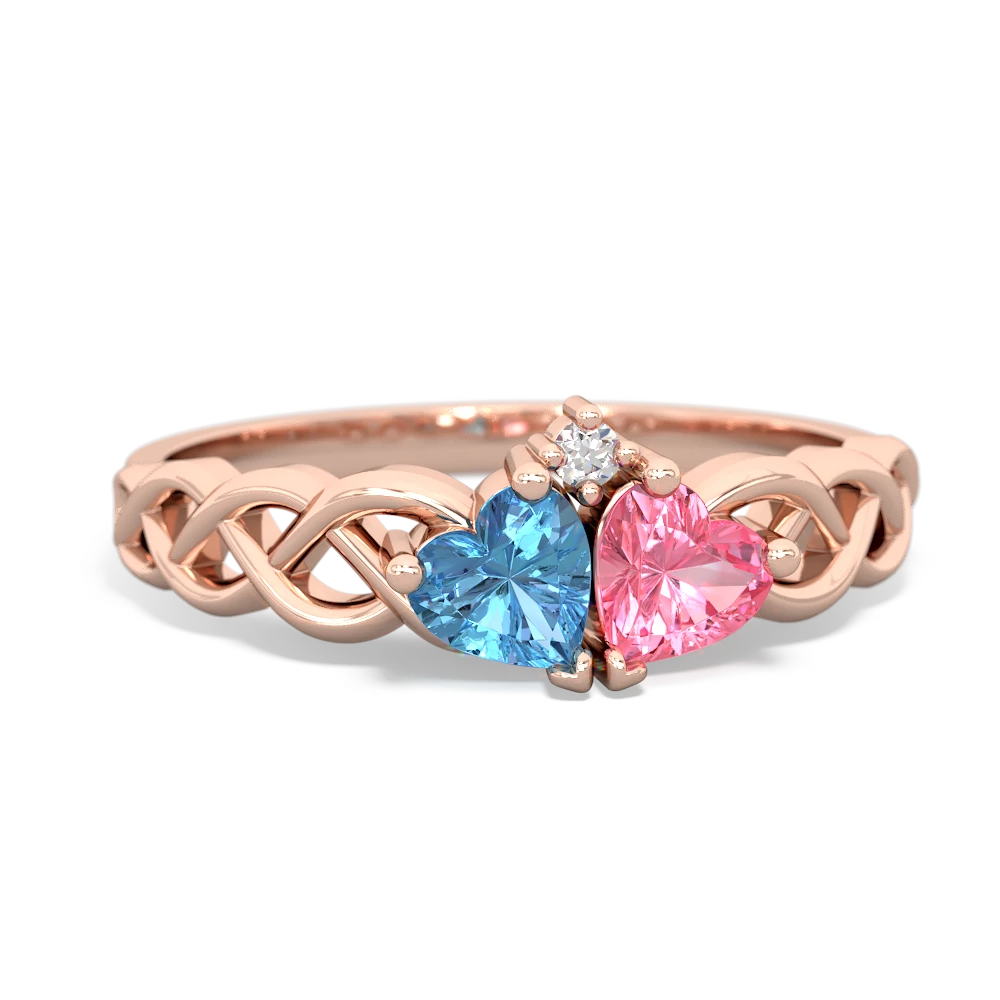 Blue Topaz Heart To Heart Braid 14K Rose Gold ring R5870