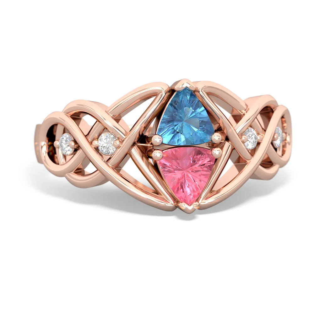 Blue Topaz Keepsake Celtic Knot 14K Rose Gold ring R5300