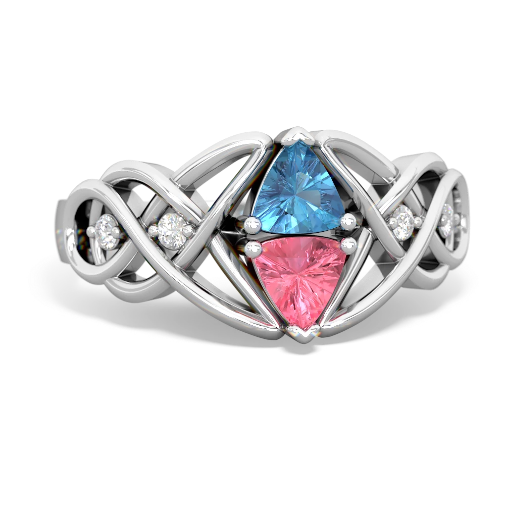 Blue Topaz Keepsake Celtic Knot 14K White Gold ring R5300