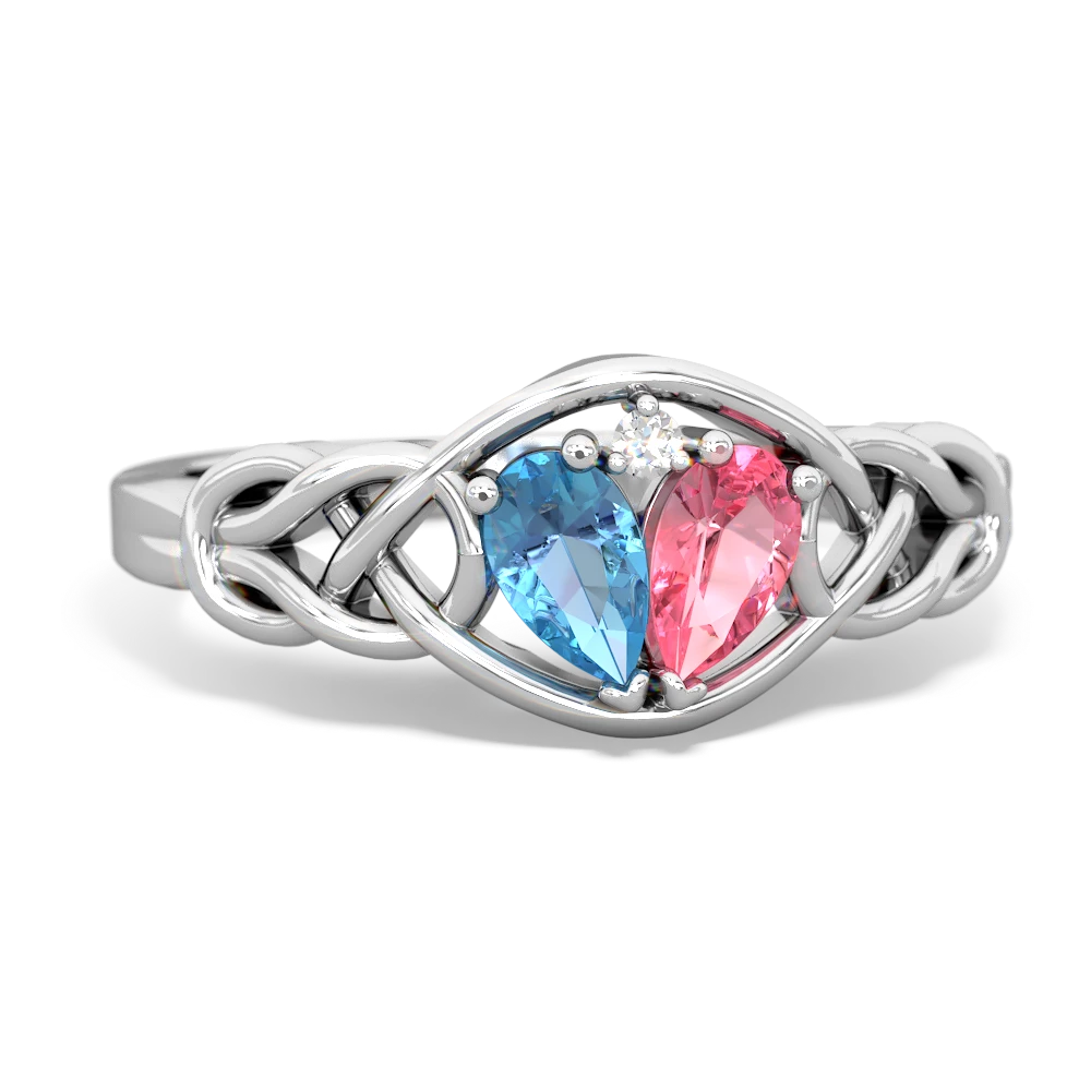 Blue Topaz Celtic Love Knot 14K White Gold ring R5420