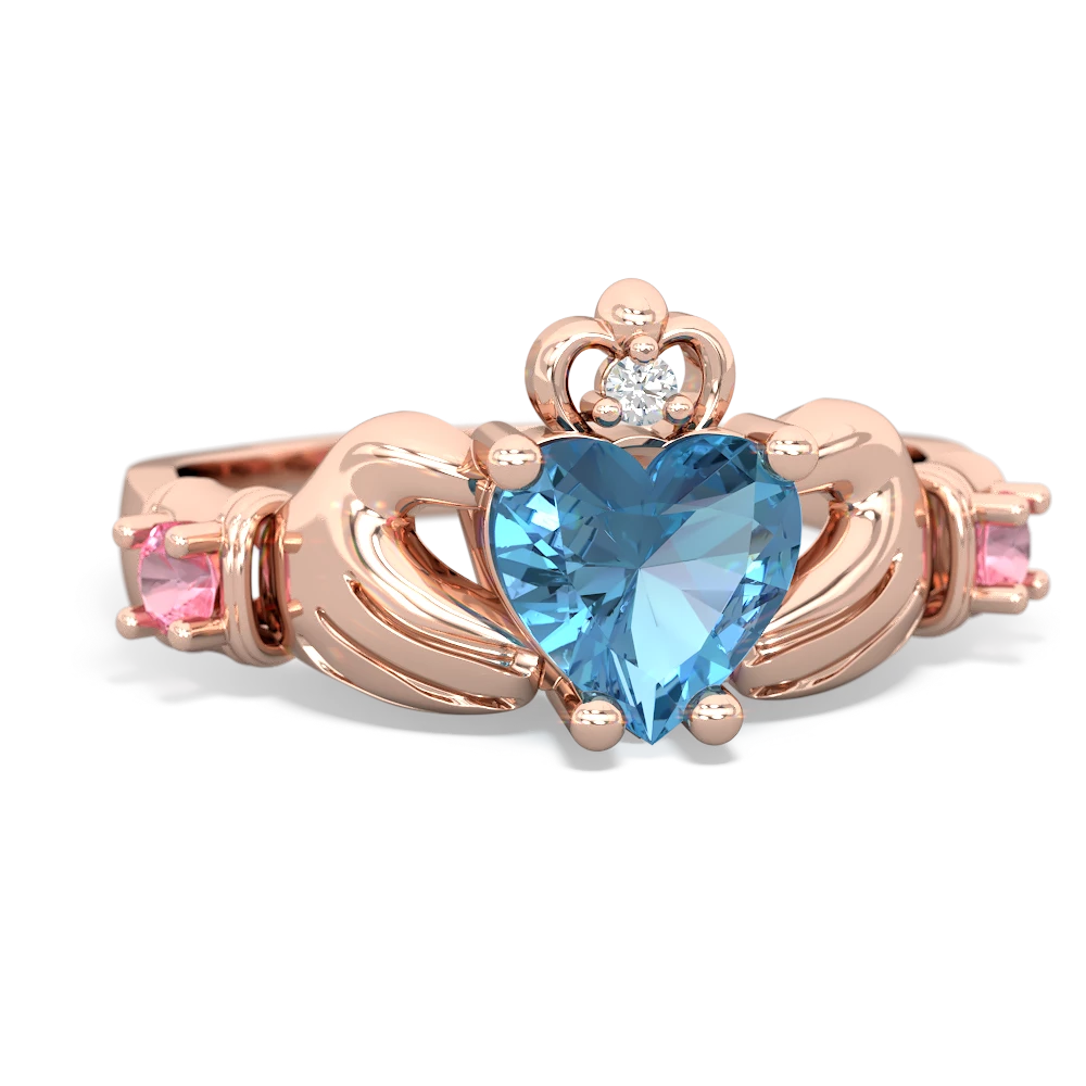 Blue Topaz Claddagh Keepsake 14K Rose Gold ring R5245