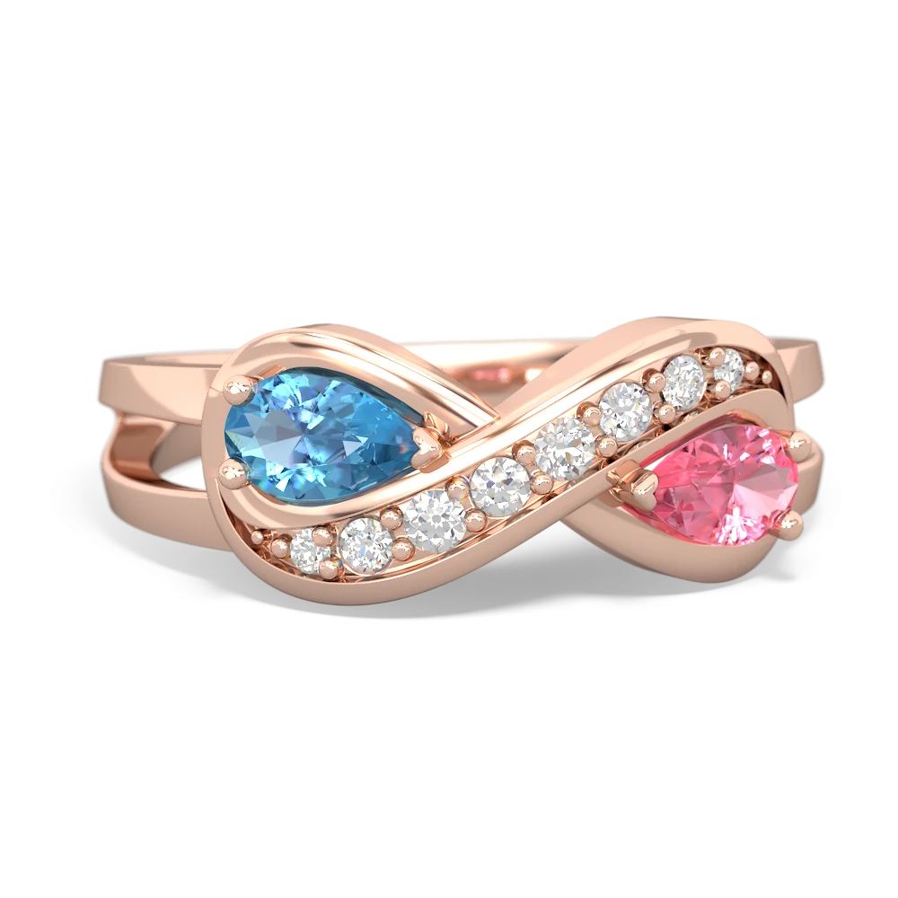 Blue Topaz Diamond Infinity 14K Rose Gold ring R5390