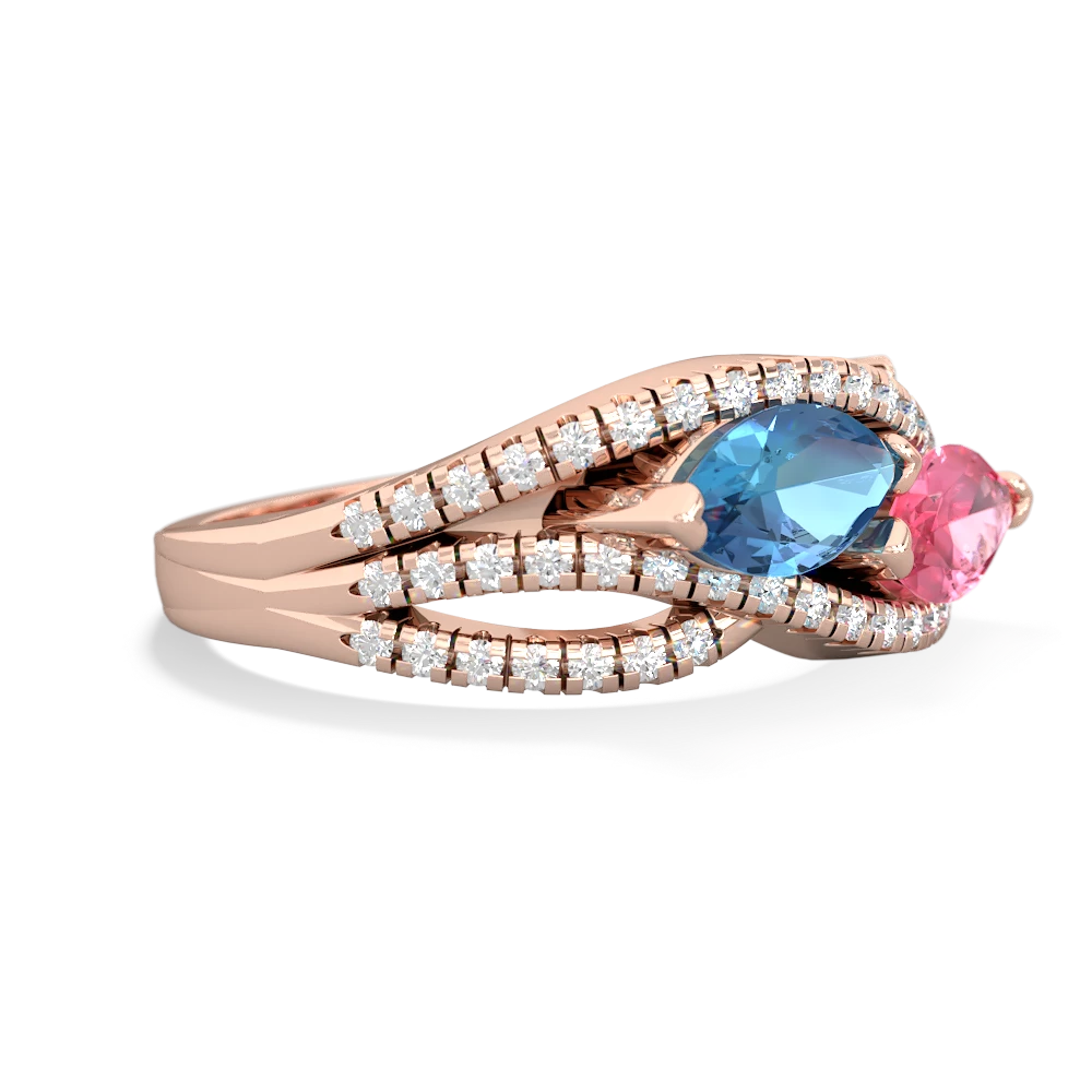 Blue Topaz Diamond Rivers 14K Rose Gold ring R3070