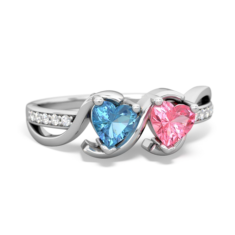 Blue Topaz Side By Side 14K White Gold ring R3090