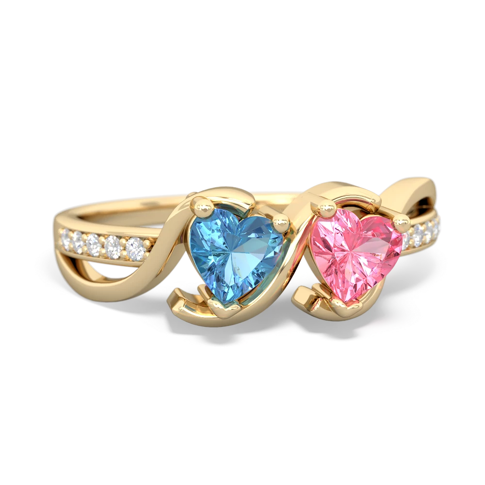 Blue Topaz Side By Side 14K Yellow Gold ring R3090