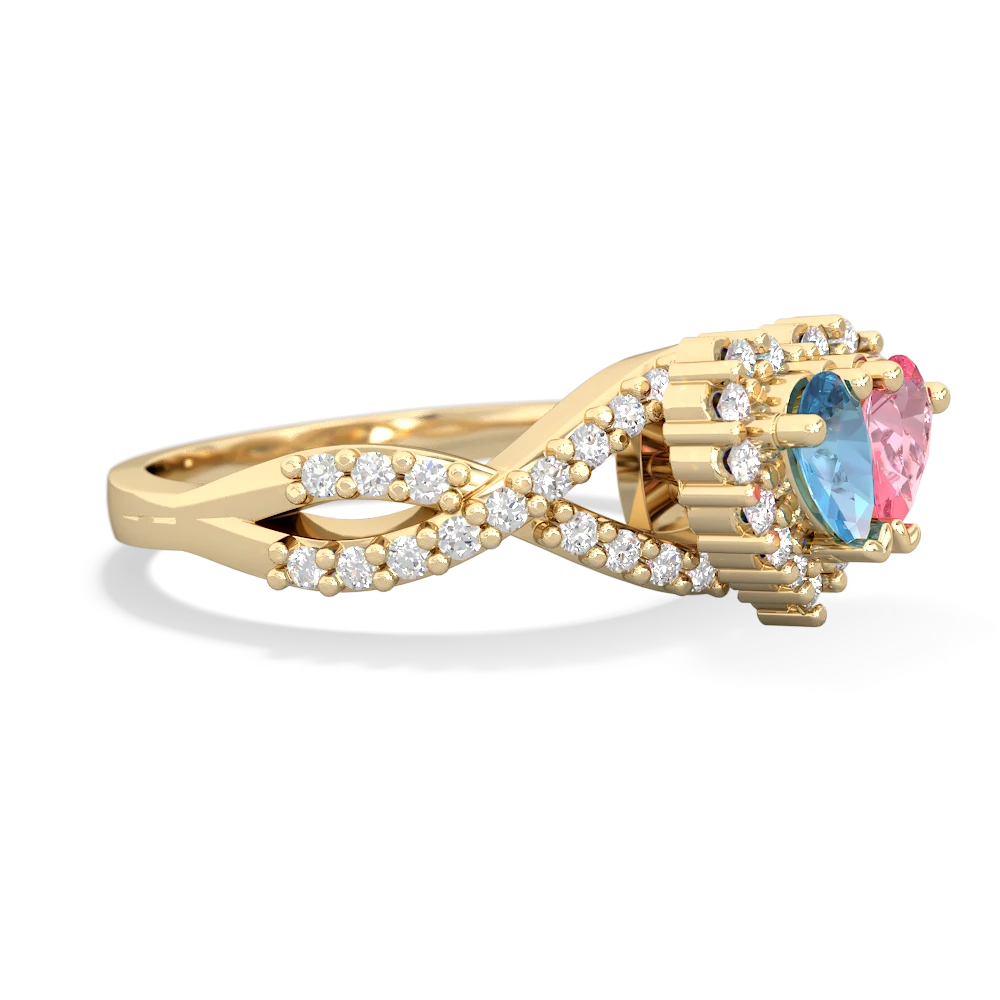 Blue Topaz Diamond Twist 'One Heart' 14K Yellow Gold ring R2640HRT