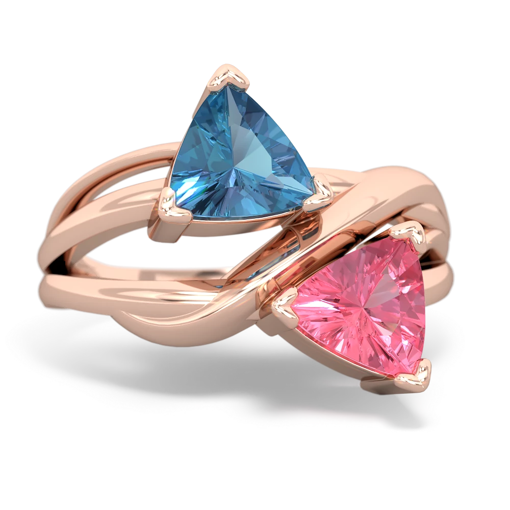 Blue Topaz Split Band Swirl 14K Rose Gold ring R2341