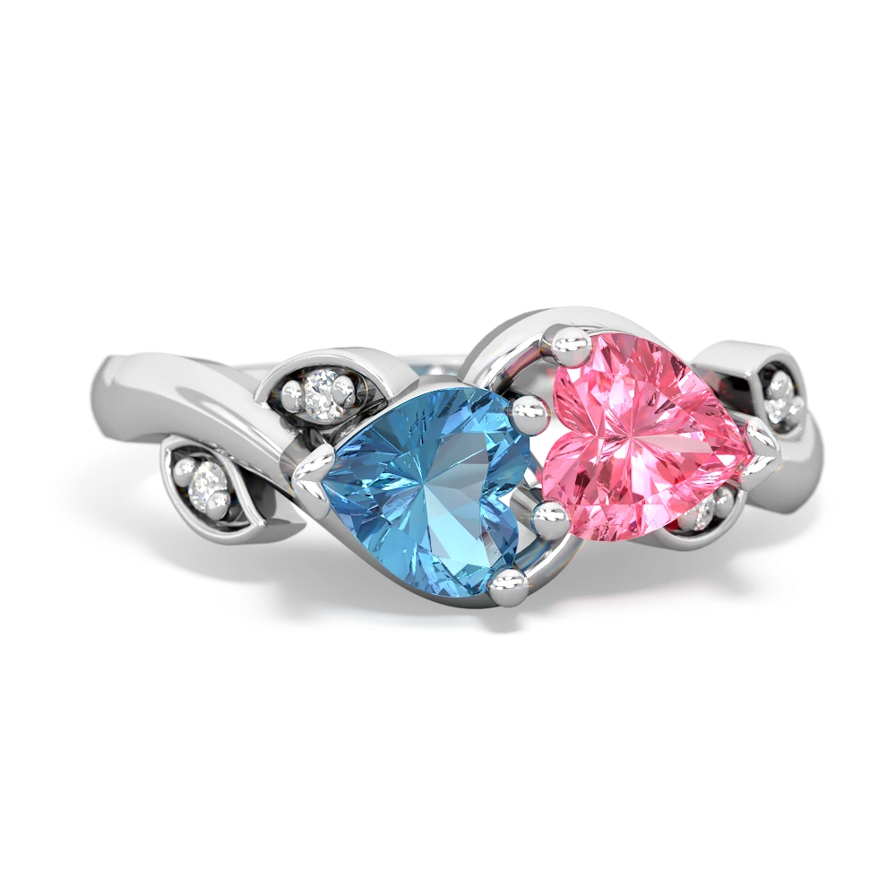 Blue Topaz Floral Elegance 14K White Gold ring R5790