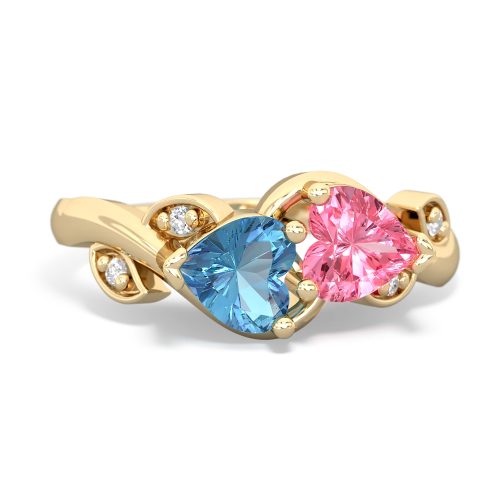 Blue Topaz Floral Elegance 14K Yellow Gold ring R5790