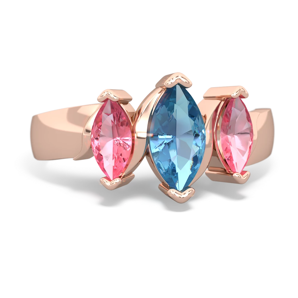 Blue Topaz Three Peeks 14K Rose Gold ring R2433