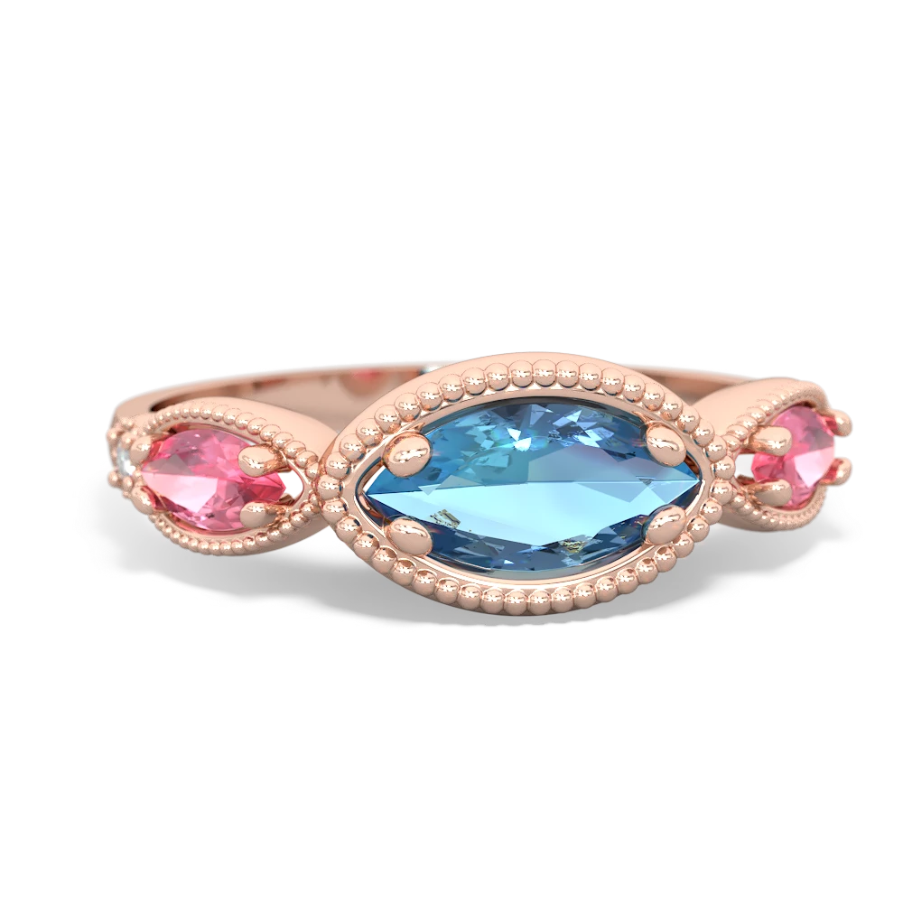 Blue Topaz Milgrain Marquise 14K Rose Gold ring R5700