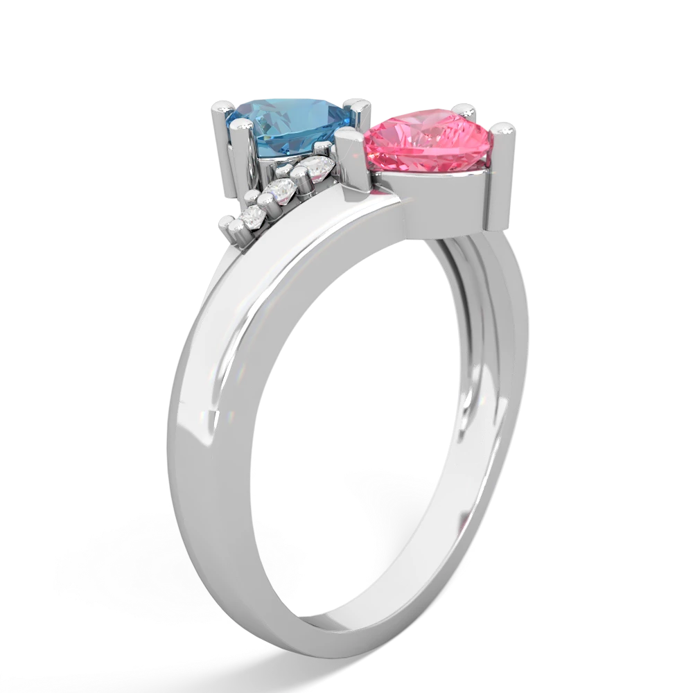 Blue Topaz Heart To Heart 14K White Gold ring R2064