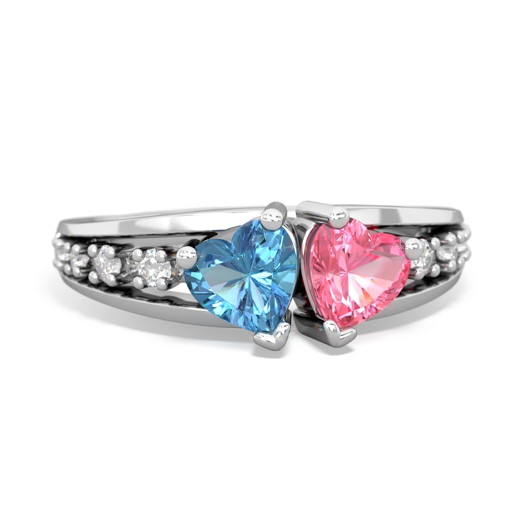 Blue Topaz Heart To Heart 14K White Gold ring R3342