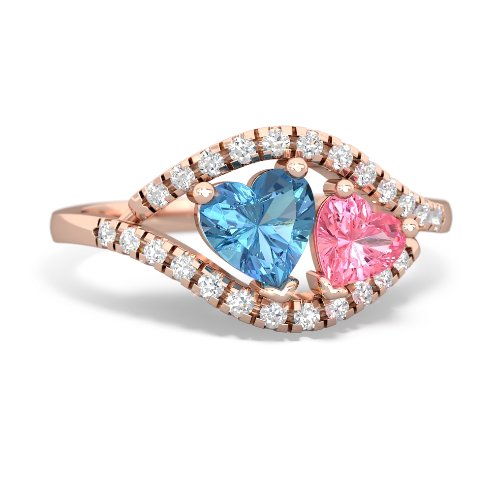 Blue Topaz Mother And Child 14K Rose Gold ring R3010