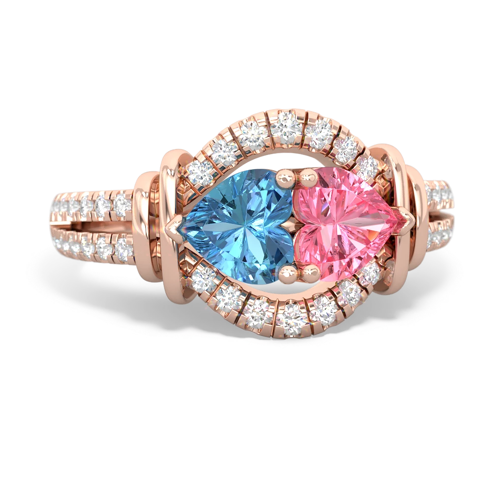 Blue Topaz Art-Deco Keepsake 14K Rose Gold ring R5630