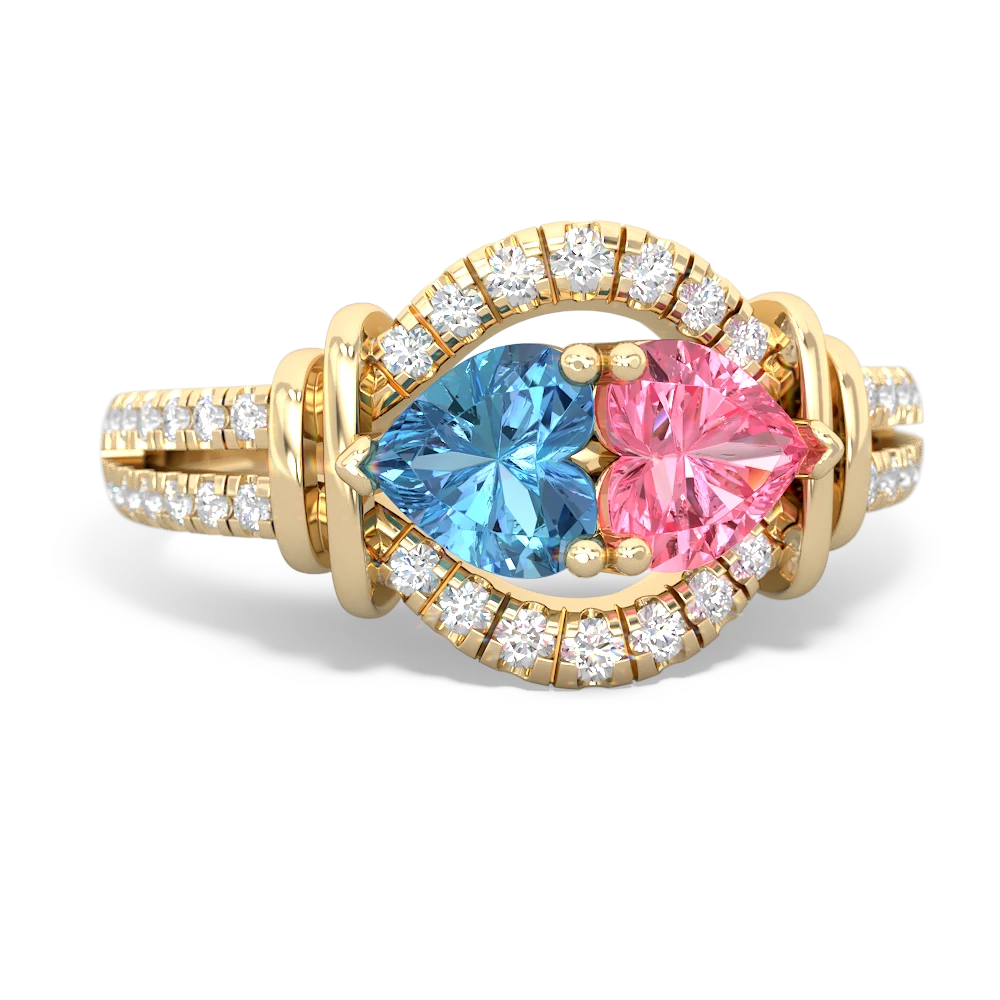 Blue Topaz Art-Deco Keepsake 14K Yellow Gold ring R5630