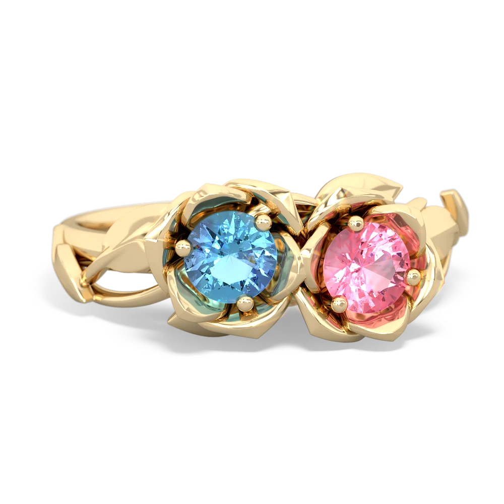 Blue Topaz Rose Garden 14K Yellow Gold ring R5510