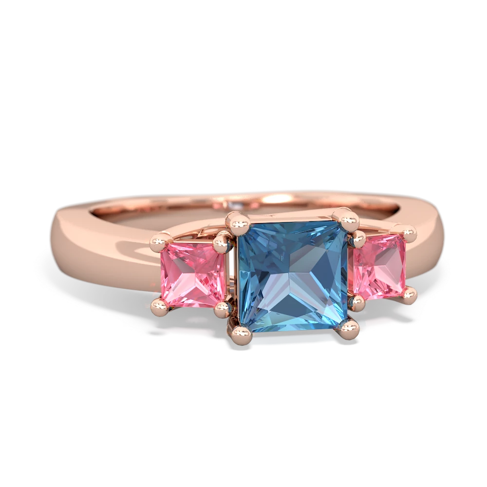 Blue Topaz Three Stone Trellis 14K Rose Gold ring R4015