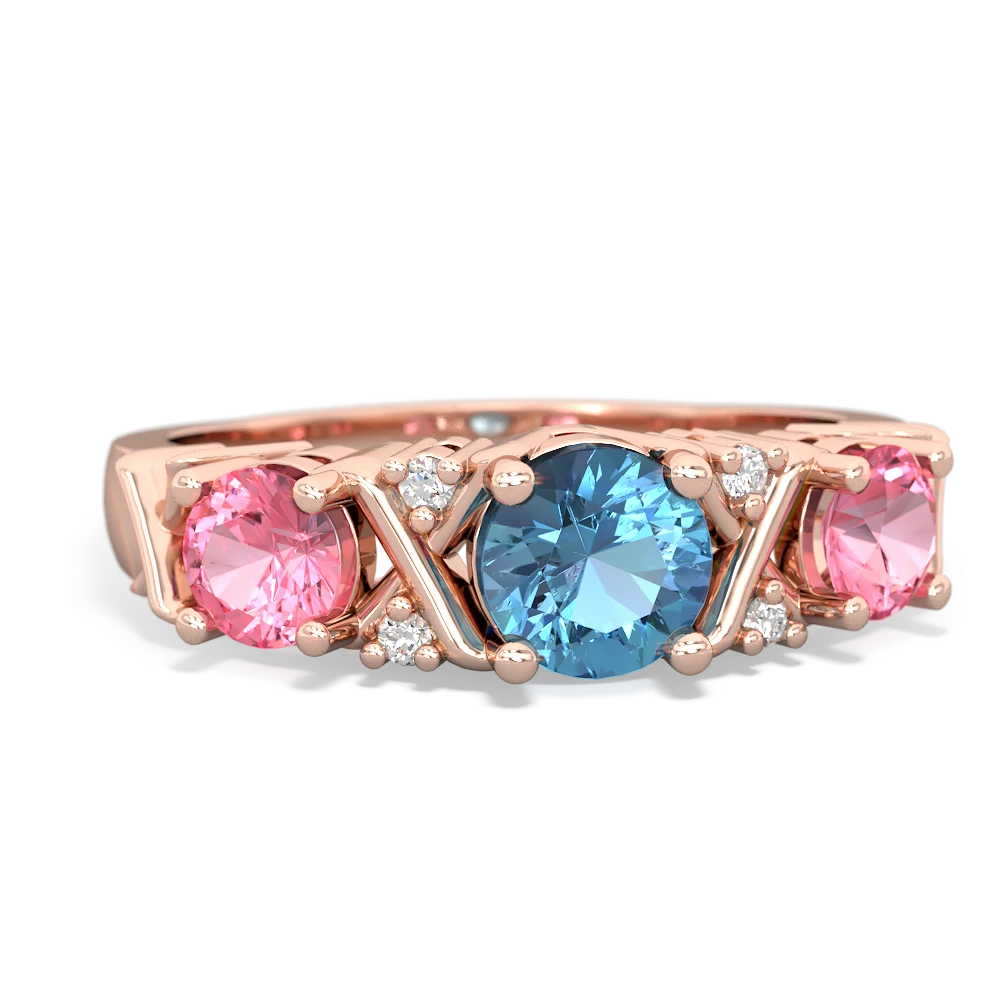 Blue Topaz Hugs And Kisses 14K Rose Gold ring R5016