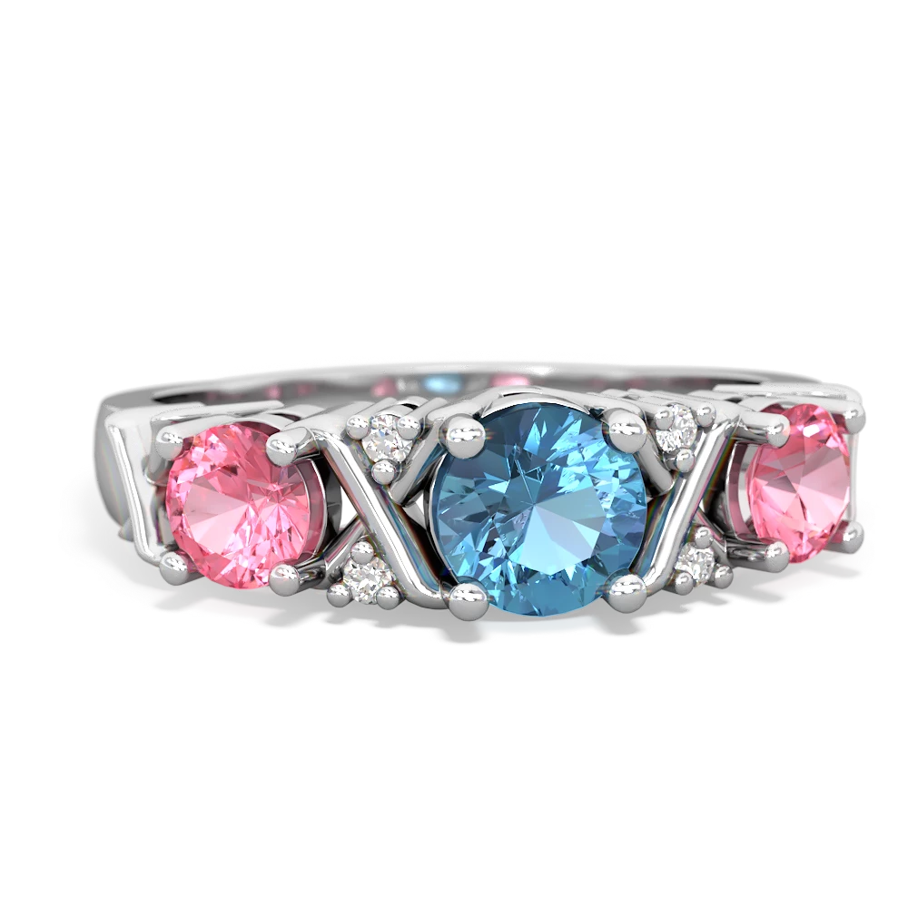 Blue Topaz Hugs And Kisses 14K White Gold ring R5016