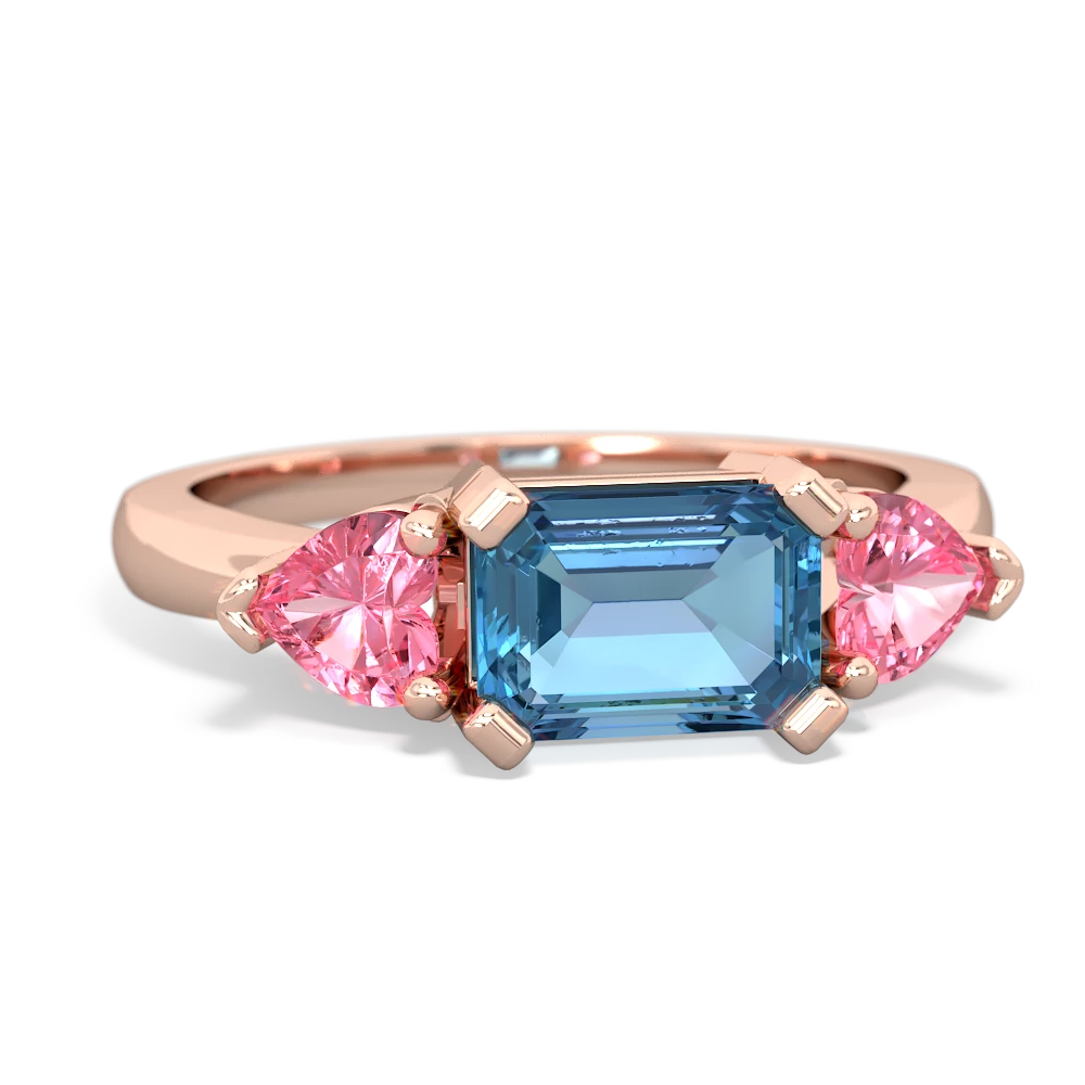 Blue Topaz Three Stone 14K Rose Gold ring R5235