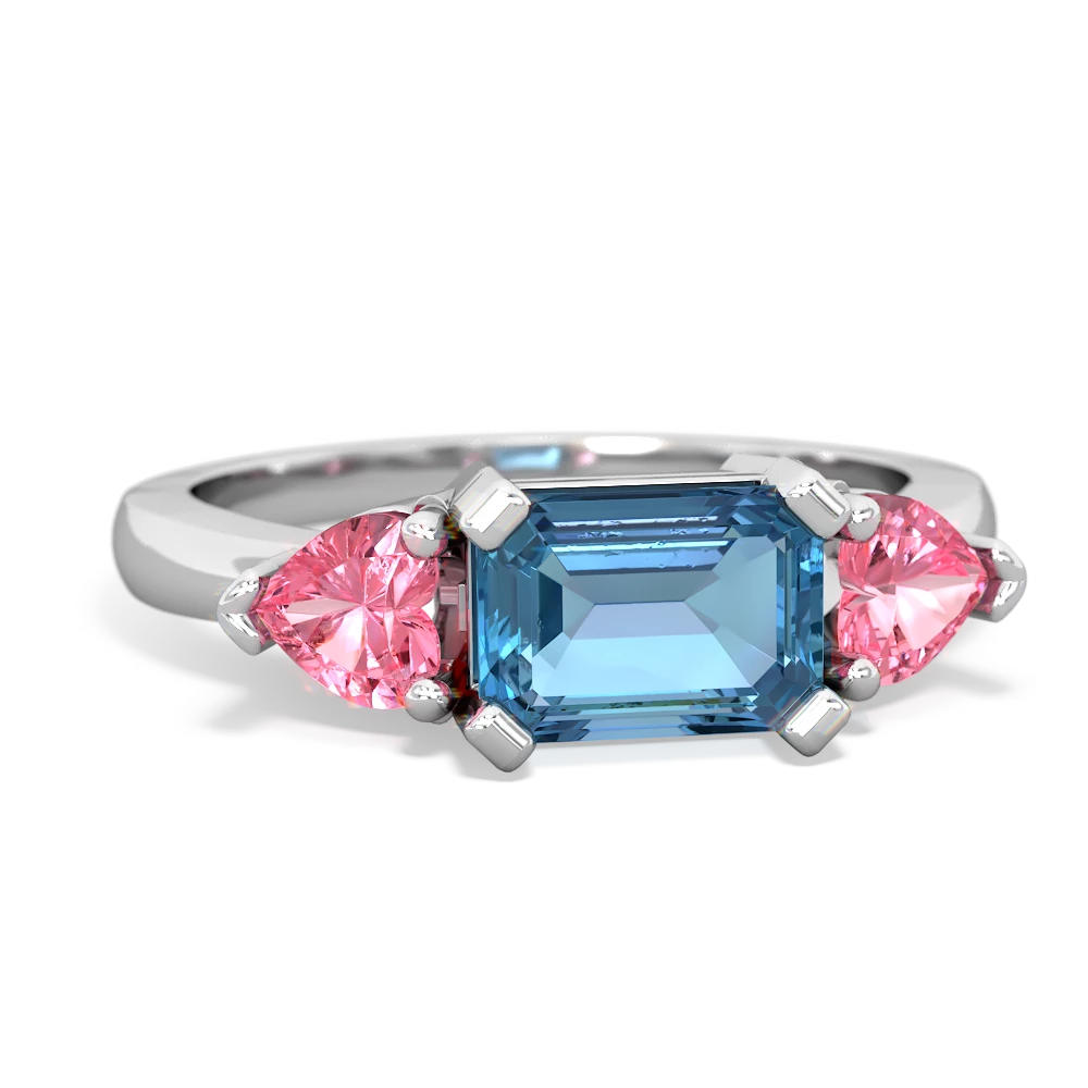 Blue Topaz Three Stone 14K White Gold ring R5235