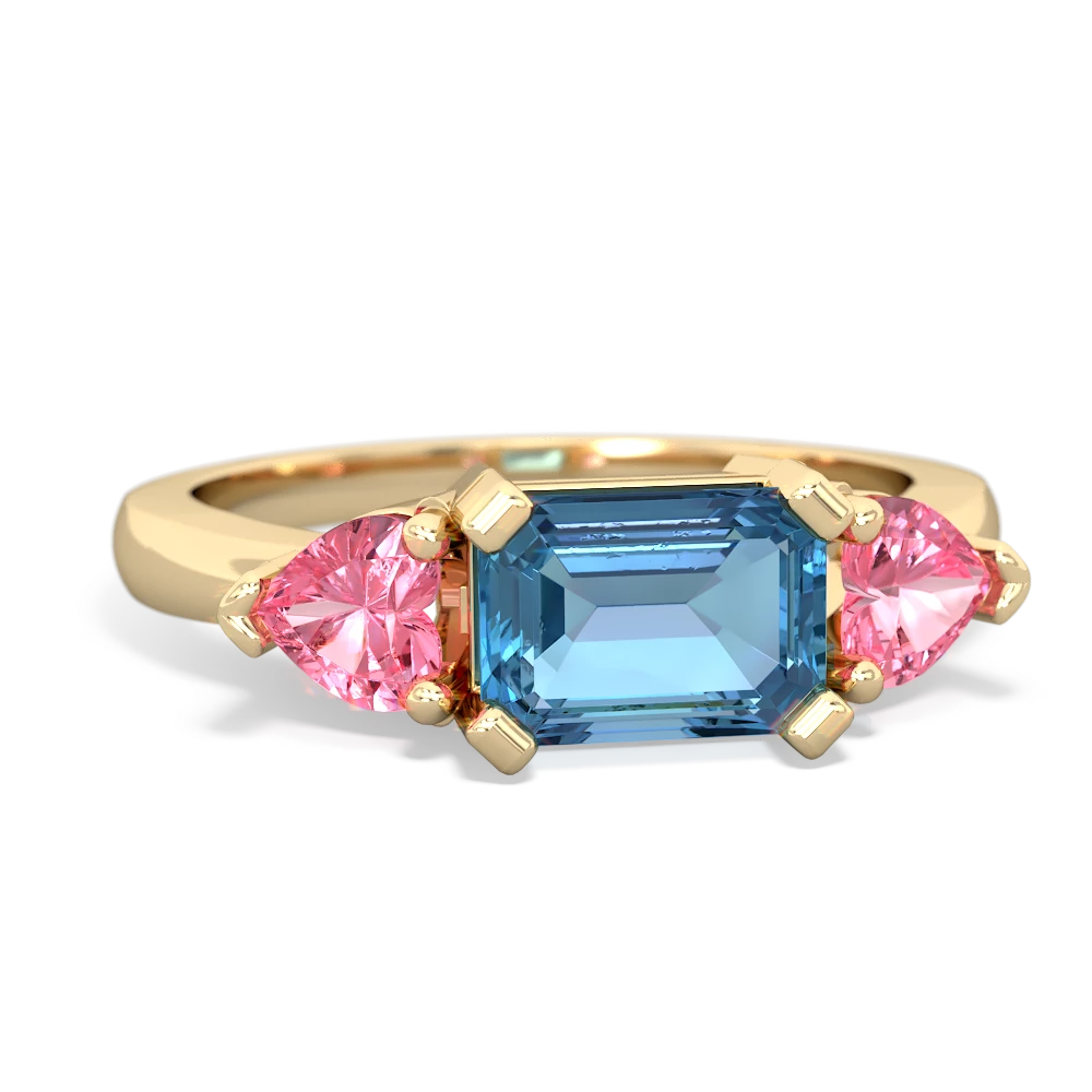 Blue Topaz Three Stone 14K Yellow Gold ring R5235