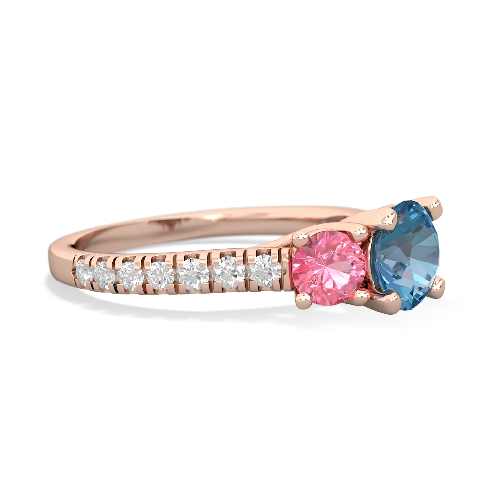 Blue Topaz Pave Trellis 14K Rose Gold ring R5500