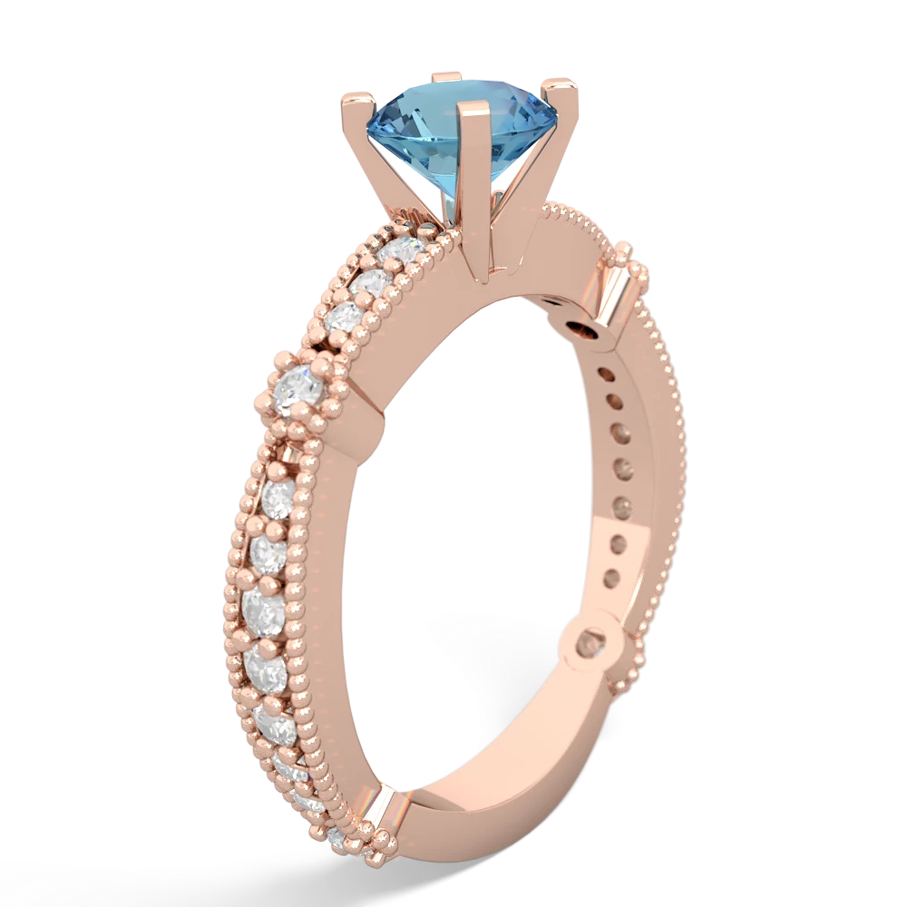 Blue Topaz Sparkling Tiara 6Mm Round 14K Rose Gold ring R26296RD